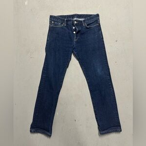 Buck Mason Jeans Mens 34x28 Maverick Slim Double Dipped 14oz Denim Button Fly